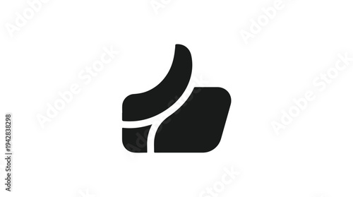 Simple Black Thumbs Up Icon on White Background.