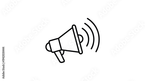 Simple Line Art Icon of a Megaphone Emitting Sound Waves 1.