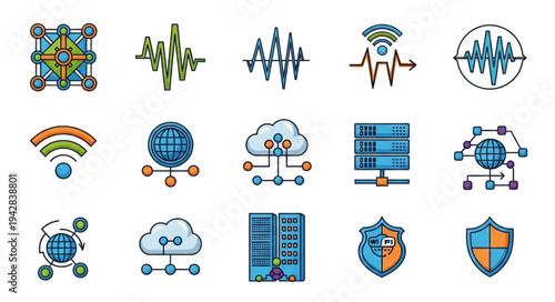 Collection of Technology and Network Icons.
