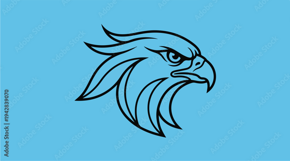 Obraz premium Stylized Eagle Head Logo Design on Blue Background.