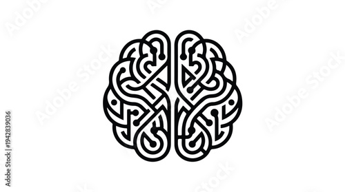 Stylized Brain Icon with Interconnected Lines and Dots.
