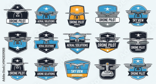 Collection of Drone Pilot Emblems and Badges.