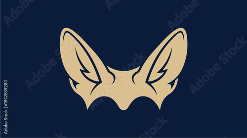 Stylized illustration of a foxs ears against a dark blue background.