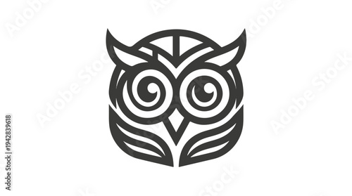 Stylized Owl Logo Design Minimalist Geometric Art.