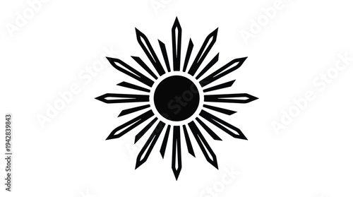 Stylized Sun Icon with Sharp Rays.