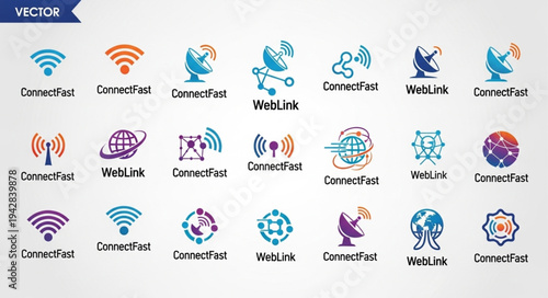 Collection of communication and network connection icons.