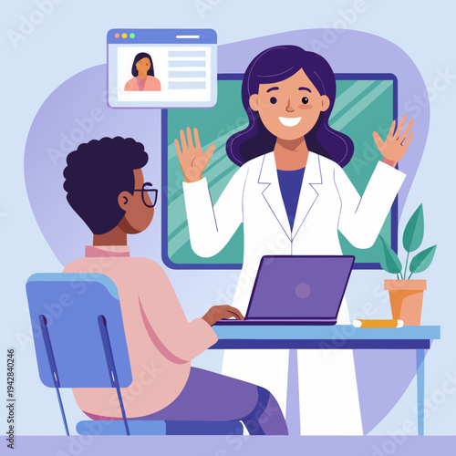 Online medical consultation with a female doctor