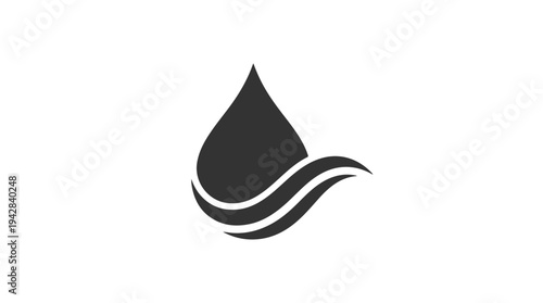 Water Drop Icon with Waves Symbol.