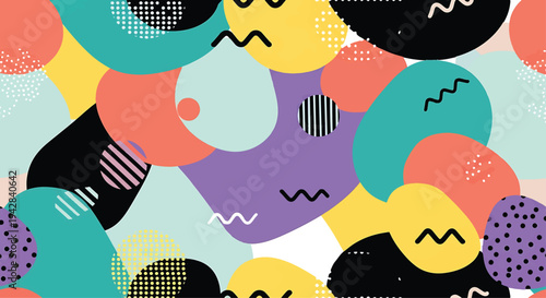 Set of colorful memphis geometric shapes vector