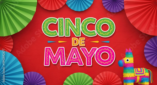 Cinco de Mayo Celebration with Colorful Decorations and Festive Piñata