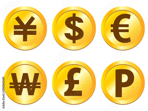 世界のコインのイラスト素材セット2