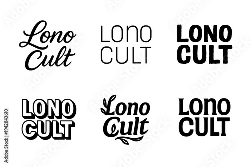 Harmonious Lettering Grid. Lono Cult. Set lettering. harmonious lettering variations of the same emblematic concept, each with different artistic
