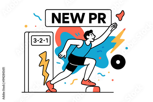 Speed Climb Victory. Speed Climb Start Gate. Toes press the pad, buzzer counts ? ? ? ?; a lightning path races toward the finish plate. ?New PR? lights up in