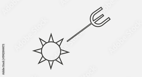sun symbol with pitchfork, agricultural icon