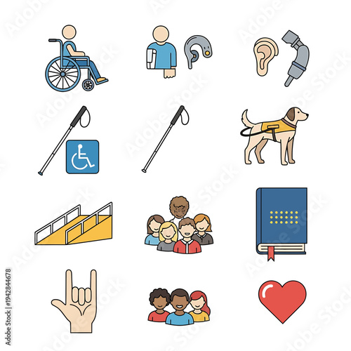 Inclusive Mobility & Assistive Technology Icon Set


