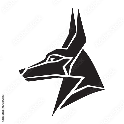 Geometric Anubis Silhouette Icon – Egyptian Jackal God Vector Emblem