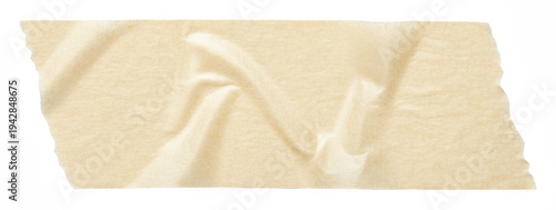 Wrinkled cream masking tape strip isolated transparent