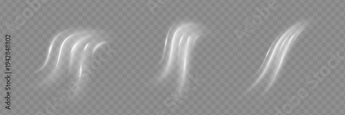 Air Flow Effect. White Wind Stream Waves Isolated on Dark Background. Fresh Breeze