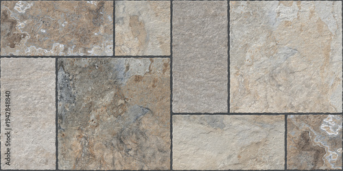 Quadro su tela Rustic natural stone tile texture background with irregular patterns and earthy