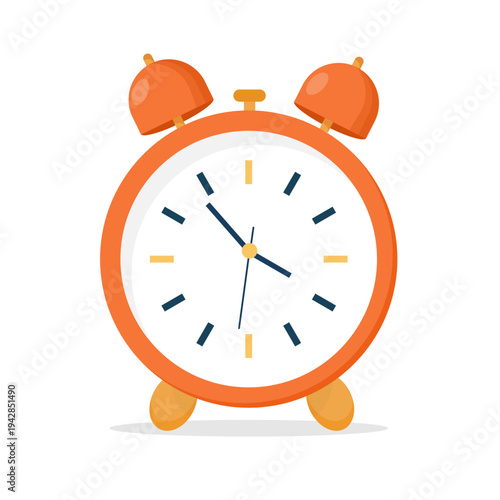 Flat Alarm Clock Icon Isolated for Time, Wake Up and Reminder Concepts