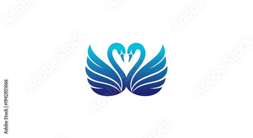 Elegant blue swan pair forming a heart shape, symbolizing love and grace.
