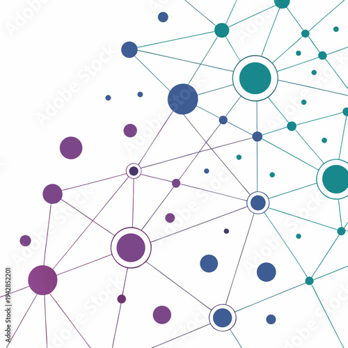 Abstract network connections and nodes data illustration