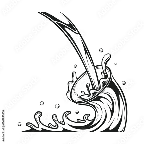 Vector illustration of milk splash with pouring stream