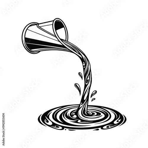 Vector illustration of oil pouring from a spout