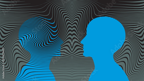 Abstract background on the theme of Digital Technology and Humans. The template for the design of the cover