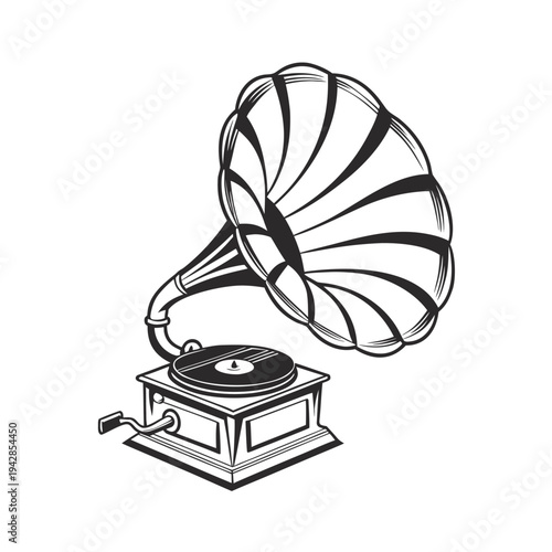 Vector vintage gramophone illustration