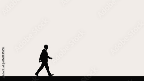Dynamic vector illustration of a determined businessman walking forward, a modern silhouette representing progress and ambition