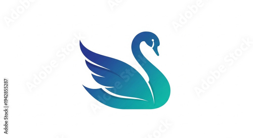 Graceful Swan Logo Design Blue Gradient Minimalist Elegant Icon.