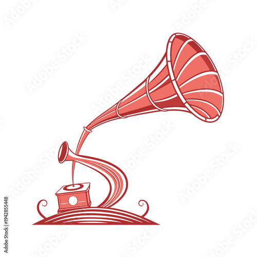 Red vintage gramophone vector illustration