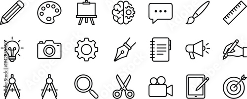 This image features a set of 30 line icons in brown and orange tones, depicting various symbols of equality, human rights, and social justice on a pure white background