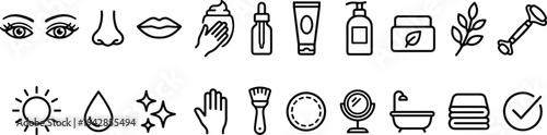 A set of 28 black line icons on white background for business, branding, and marketing, including symbols for growth, targets, and communication