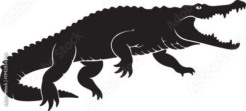 Jaguar in silhouette on white background. 