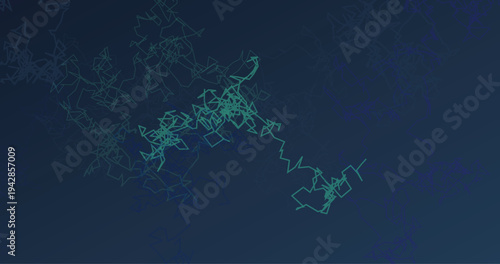 Abstract background with intricate network of connecting lines in shades of teal and blue on dark gradient surface