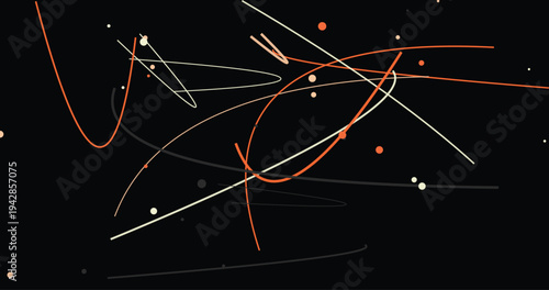 Abstract scribble pattern with chaotic orange and white lines on black background creating modern artistic digital illustration for creative designs