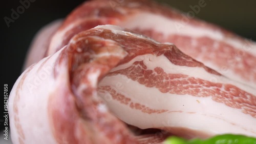 Fresh pork belly with green peppers