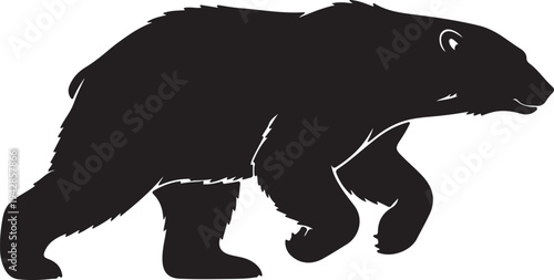 Polar Bear in silhouette on white background.