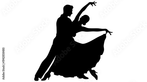 A couple dancing in a romantic waltz position isolated on transparent background, Vector