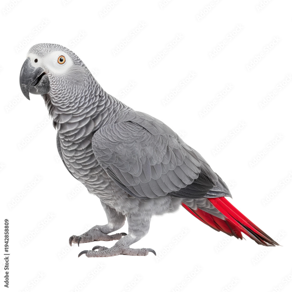 Fototapeta premium African Grey Parrot with Red Tail