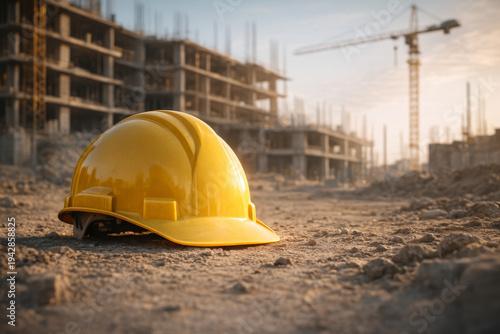 Yellow hard hat symbolizing safety at construction site