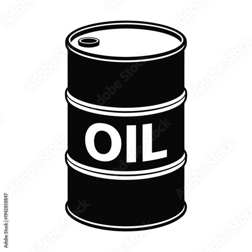 Oil Barrel Vector Icon - Industrial Metal Drum Silhouette for Energy and Petroleum Industry