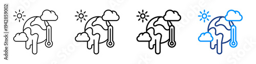 Climate Action Icon Different Style Outline Collection Set.