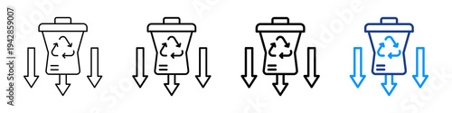 Waste Reduction Icon Different Style Outline Collection Set.