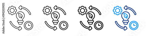 Resource Efficiency Icon Different Style Outline Collection Set.