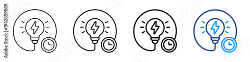 Energy Efficiency Icon Different Style Outline Collection Set.