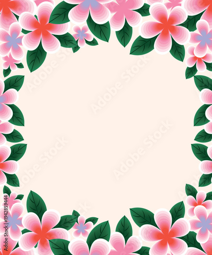 Gradient banner with multicolored flowers. Illustration isolated on a white background. Design for printing cards, invitations for weddings, birthdays, and spring and summer holidays.