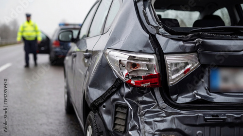 Rear end collision aftermath with police presence